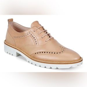 Ecco Incise Taupe Leather Lace-Up, Wing-Tip Contemp.  Oxford EU 42 Women…